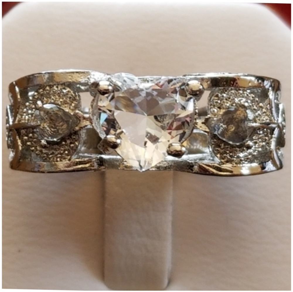 Genuine Ornate Wings Design White Topaz Ring